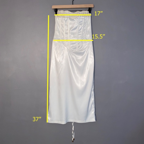 Beaded Lace-up Corset Strapless White Wedding Dress Large - Picture 14 of 14